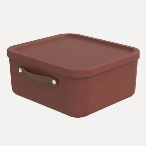 Изображение товара Ящик Rotho Maloja для хранения вещей, пластиковый с крышкой и ручкой, терракот, 20 л (1055002104)