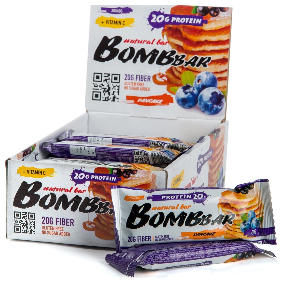 Энергетический батончик BOMBBAR Natural Bar, 1200 г, смородиново ...