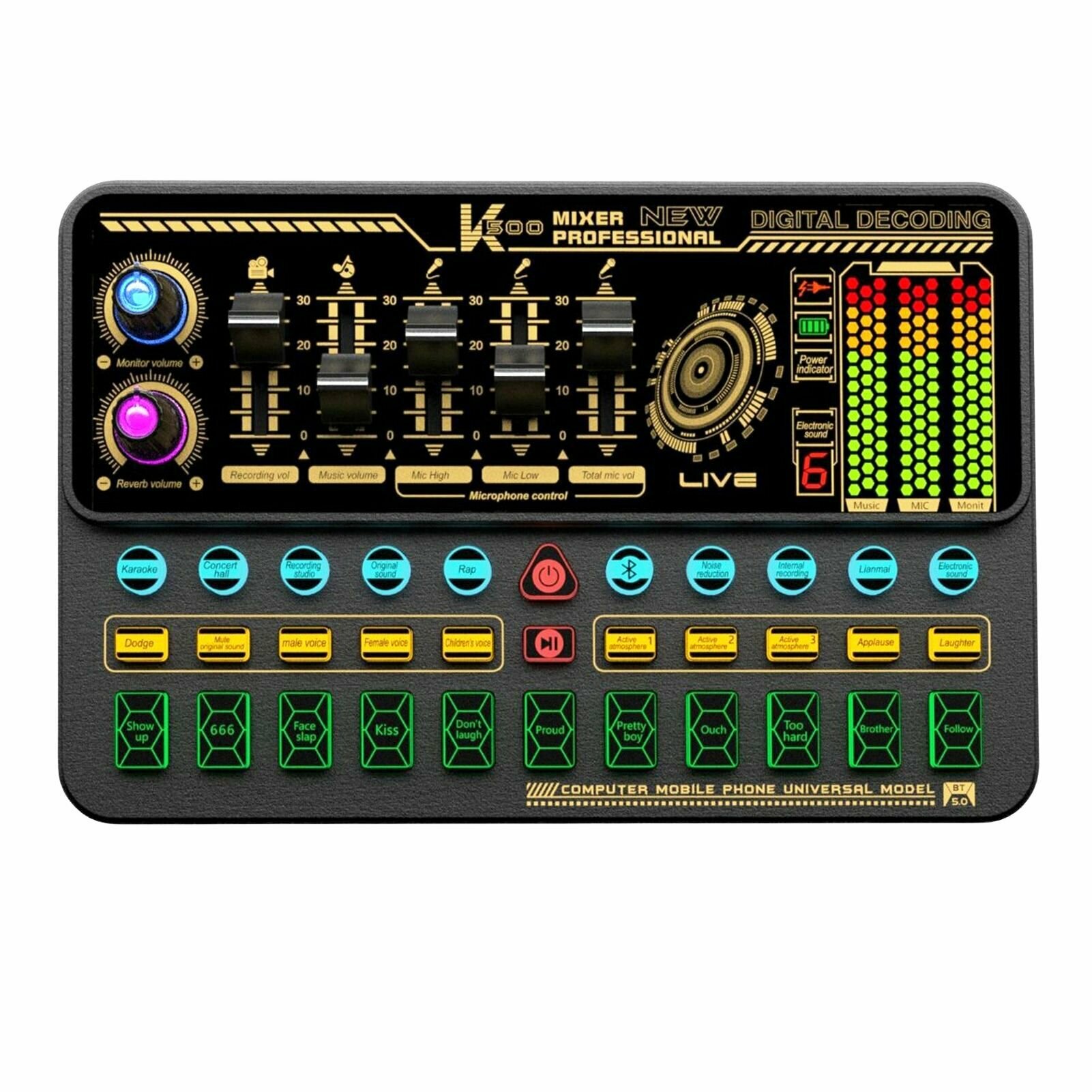 SK500 Portable Live Sound Card Устройство для изменения голоса Аудиомикшер Встроенное