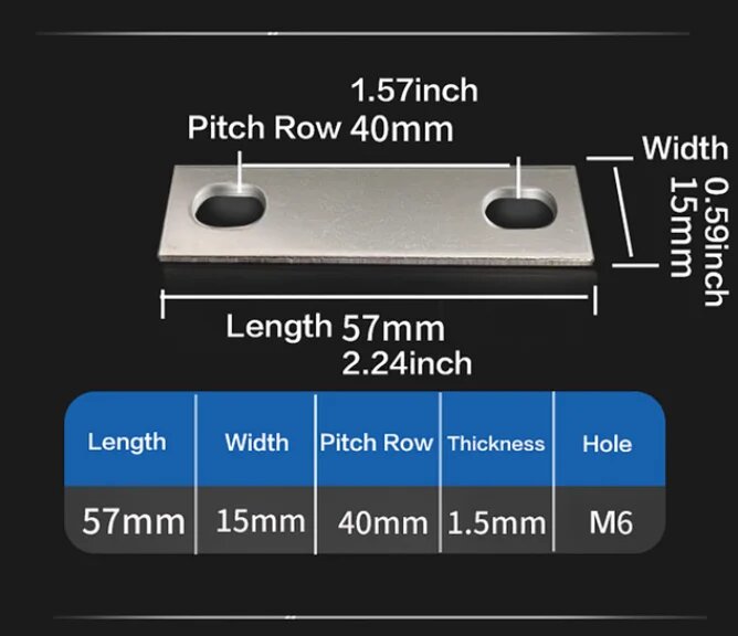 Медная шина для аккумулятора LiFePO4, 40x15x1.5mm, 1pcs