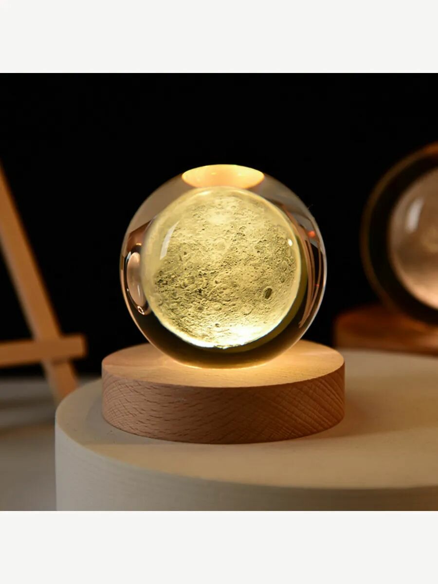 Ночник Светящийся хрустальный шар " Луна" 3D 6см — фото 1