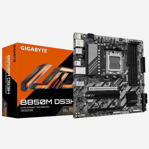 Изображение товара Материнская плата Gigabyte B850M DS3H (B850M DS3H) черный, SocketAM5 AMD B850 4xDDR5 mATX