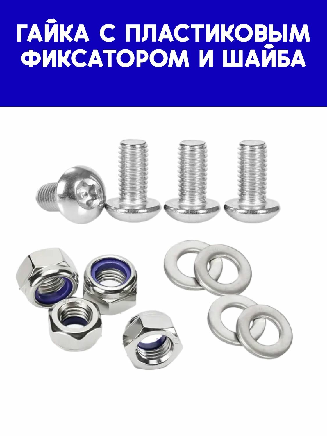 Болты крепления номерных знаков авто, антивандальный крепеж ГОС номера К рамке, винты М6 TORX, нержавейка — фото 1