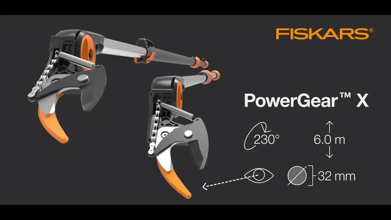 Сучкорез садовый телескопический FISKARS UPX86 PowerGear 1023624, длина 250 см — фото 1