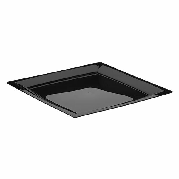 Тарелка пластиковая одноразовая PS 210x210мм черная уп/3шт