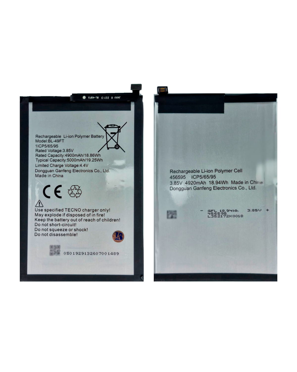 Аккумулятор для смартфона TECNO Spark 5 Air/6 Go , Camon 15 Air, Spark 8C, Camon 15 5000 mAh (BL-49FT) — фото 1