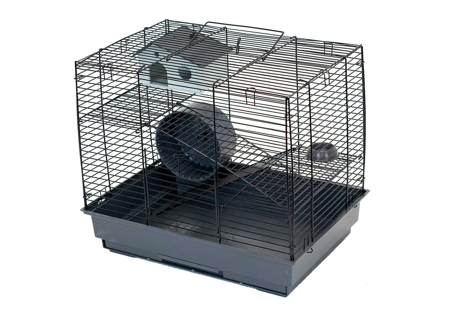 Vip-клетка №2 д/грызунов 41x30x37 см 2 этажа домик колесо (14 см) миска (6 см)