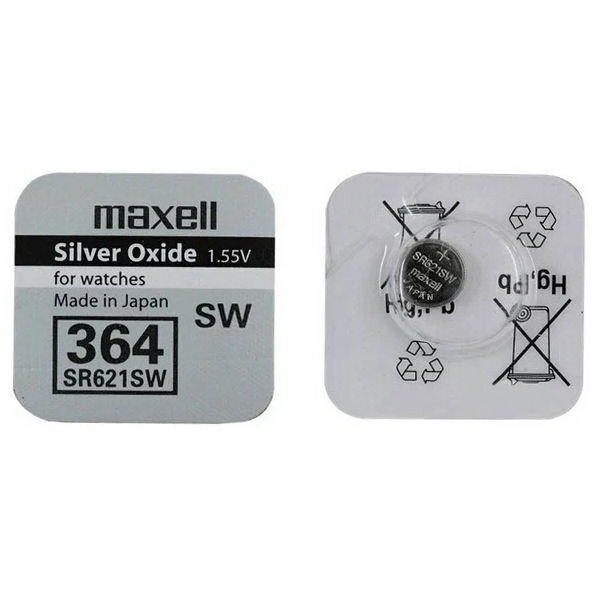 Батарейка для часов Maxell оксид-серебряная SR621 SW (364, SR60, G1)(бл1)