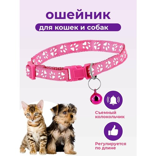 Ошейник, для кошек и собак, нейлон, декоративный, розовый/белый