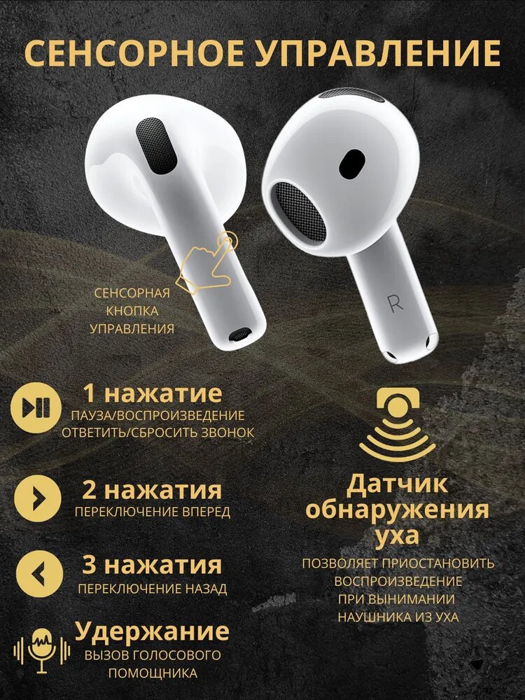 Наушники A.Pods 4 с функцией ANC и сенсорным управлением, LUX копия — фото 1