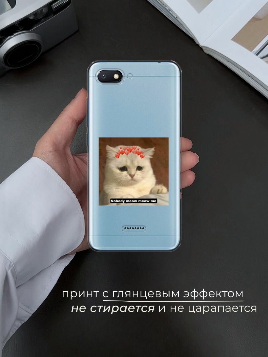 Чехол на Xiaomi Redmi 6A / Сяоми Редми 6А с принтом "Грустный котик" — фото 1