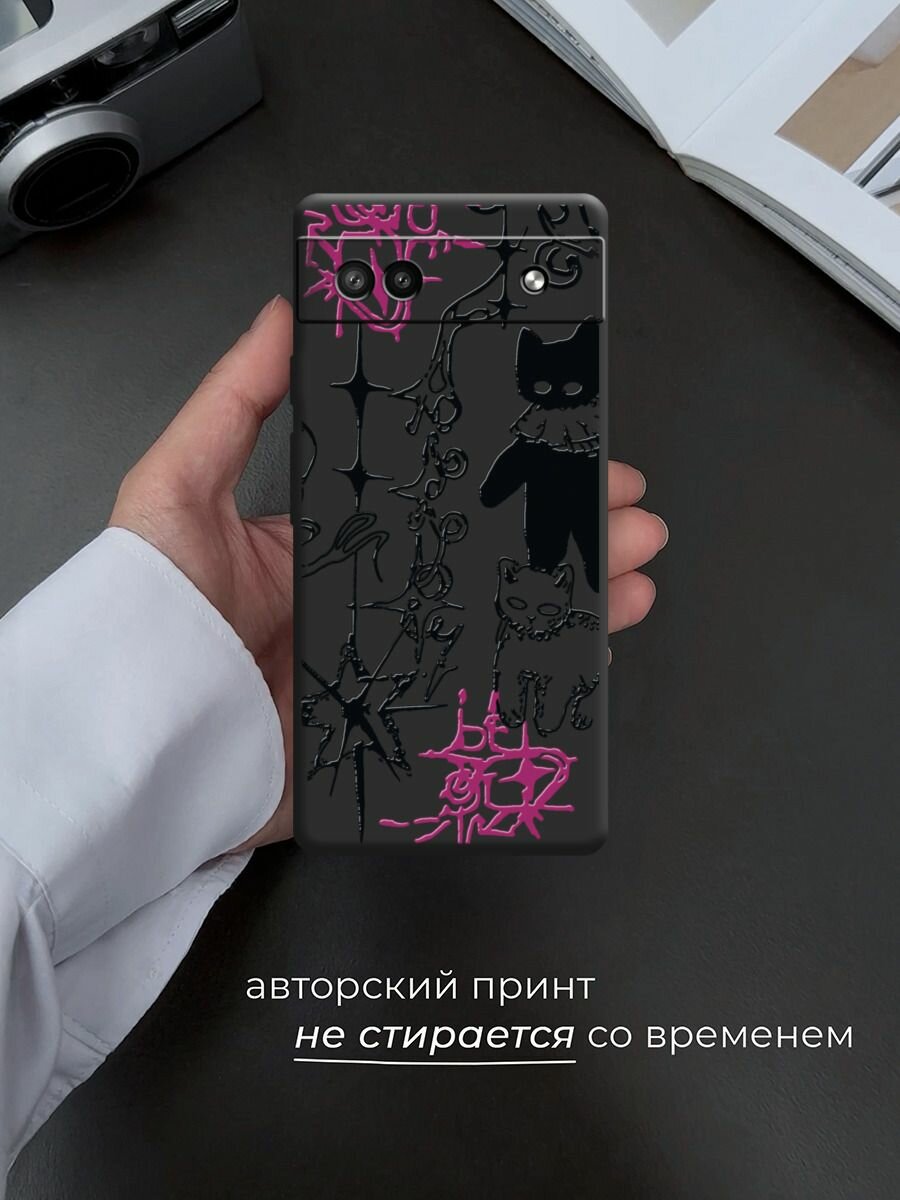 Чехол на Google Pixel 6A / Гугл Пиксель 6А с принтом "Готические котики 2" — фото 1