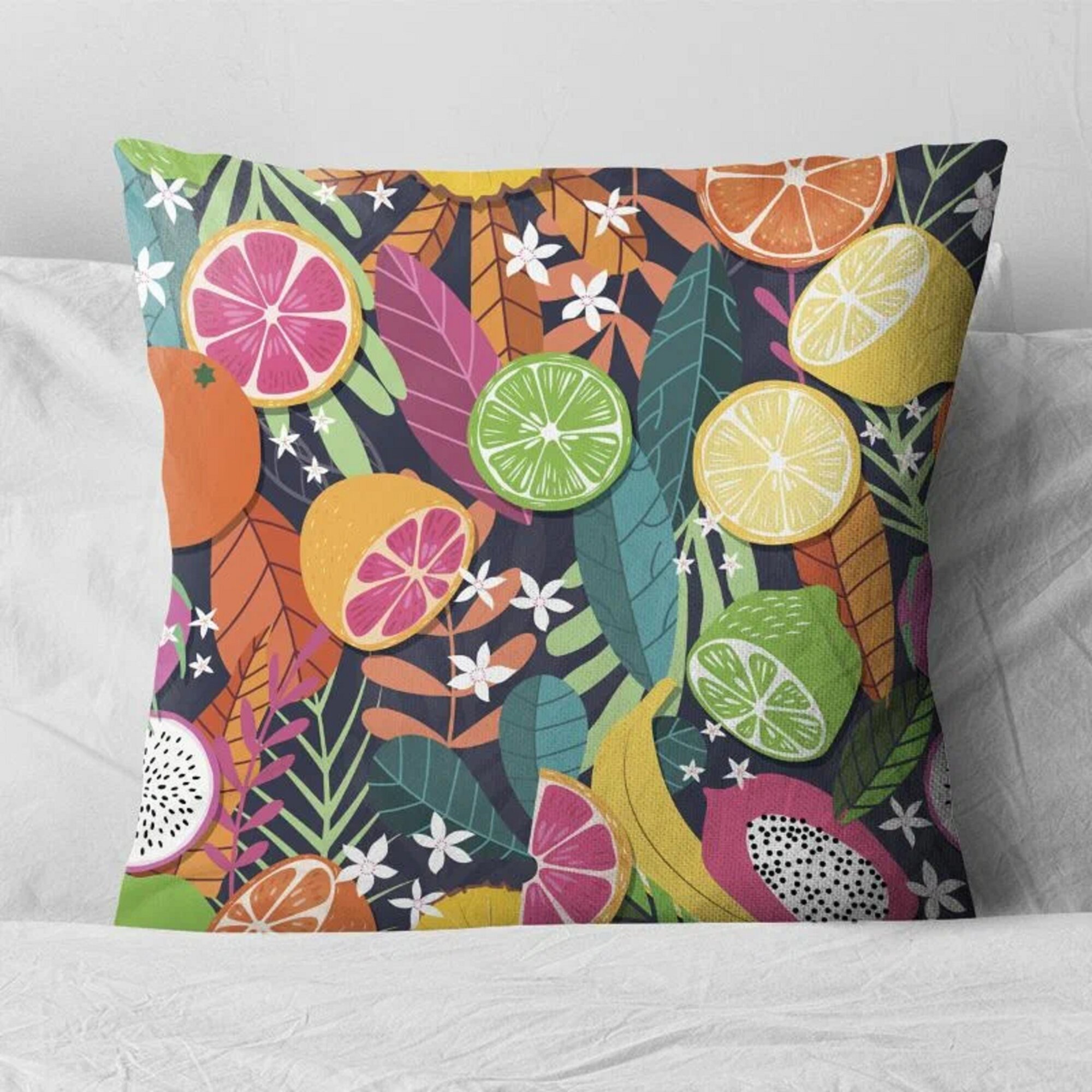 Чехол для подушки Цитрусовый микс велюр 40х 40