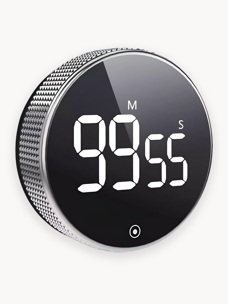 Таймер кухонный, цифровой, LED-дисплей, пластик, черный/серебристый