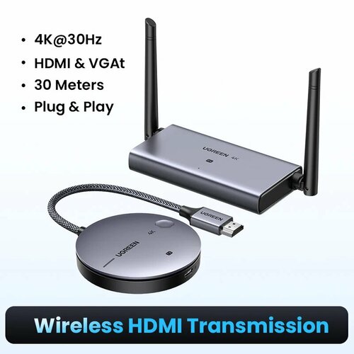 UGREEN беспроводной HDMI передатчик и приемник 4K HDMI Extender 10005₽