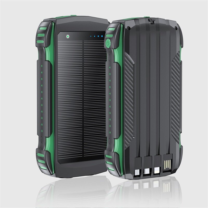 Портативный блок питания, солнечная энергия, 20000mAh, зеленый