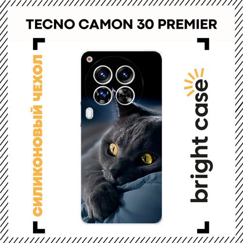 фото Чехол на tecno camon 30 premier / текно камон 30 премьер с принтом кот на кровати bright case