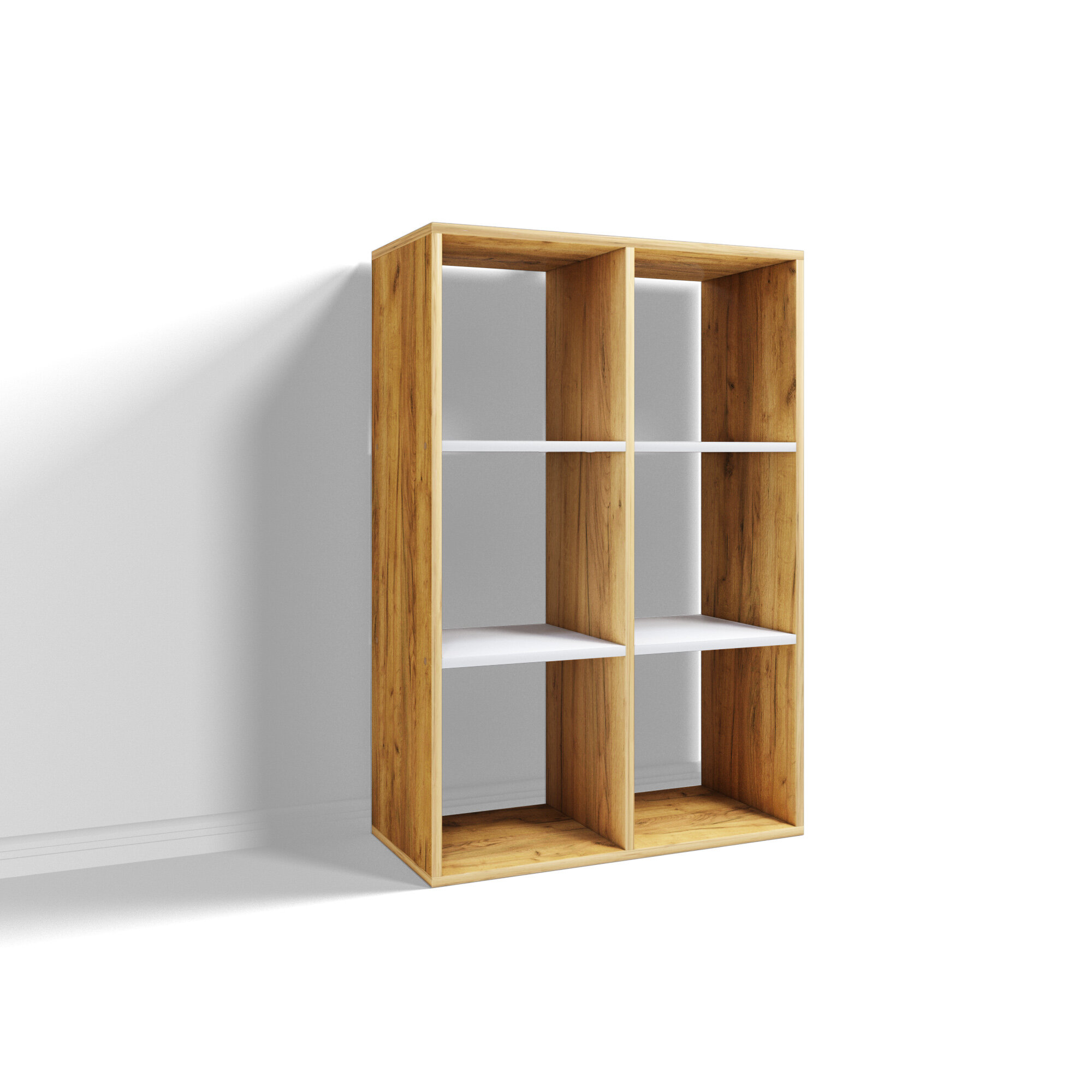 Стеллаж Velardy кубикус, 102x6x32см, белый+дуб крафт золотой