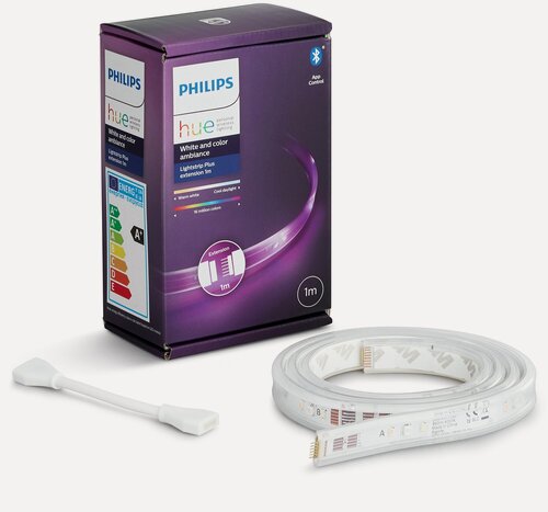 Изображение товара Philips Hue Lightstrip Plus V4 — расширение светодиодной ленты 1 м (1030 Лм, диммируемая, Bluetooth, Zigbee, RGB) (929002269210)