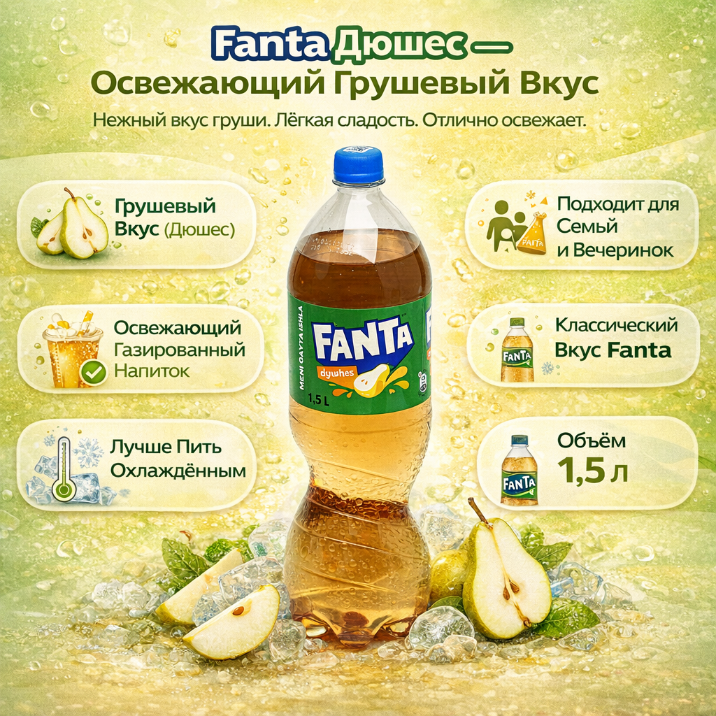 Напиток газированный Fanta " Дюшес", 1.5л, в пластиковой бутылке 1шт