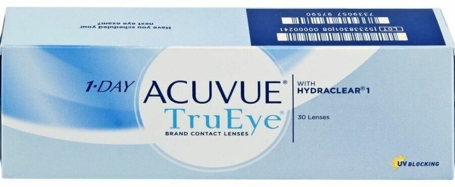 Контактные линзы 1 Day Acuvue TruEye with HydraClear, Однодневные, -4,00 / 14,2 / 8,5 / 30 шт.