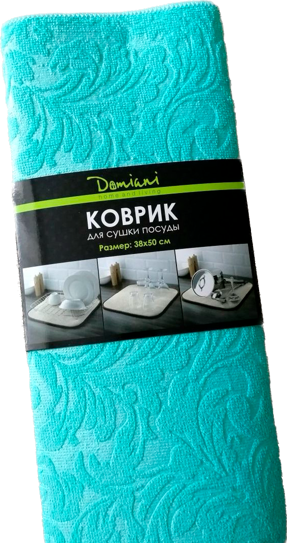 Коврик для сушки посуды 38х50 см Domiani / зеленый