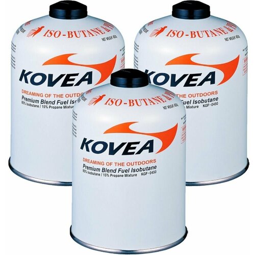 баллон kovea screw type gas 230 g kgf 230 белый Баллон газовый (3 шт) KOVEA (Изобутан/Пропан) 450 гр, KGF-0450