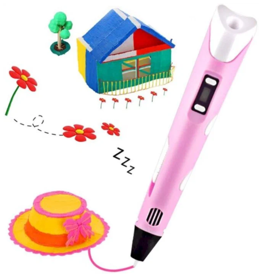 3Д-3 ручка третьего поколения фиолетовая\мега-набор 100 метров пластика в подарок!\Набор для творчества с трафаретами и пластиком
