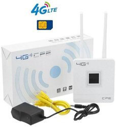 Wi-Fi-роутер с поддержкой сим-карт 4G, LTE, C-P с двумя внешними антеннами/цветной дисплей / порт WAN/LAN / 2.4Ггц / СИМ карта внутри 100гб