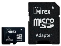 Карта памяти Mirex microSDHC Class 4 8GB + SD adapter