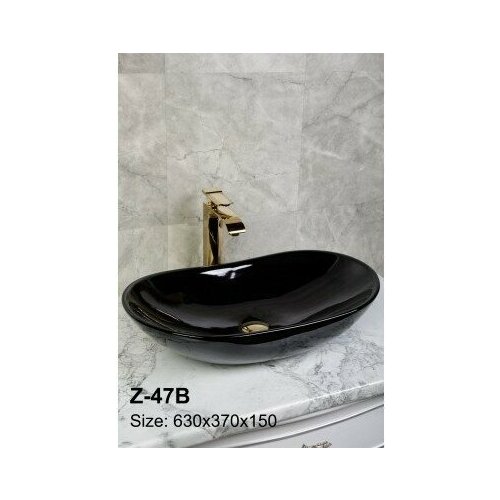 Раковина накладная Zandini Z-47 на столешницу для ванной комнаты без перелива овальная керамическая глянец