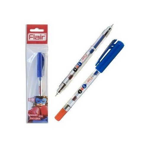 Ручка Учителя шариковая двусторонняя Flair 2-IN-1, синяя/красная, пластиковый корпус