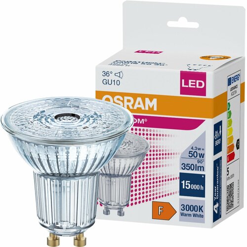 2-PARATHOM Spot PAR16 GL 50 non-dim 4,3W/830 36гр 350lm GU10 - LED лампа OSRAM