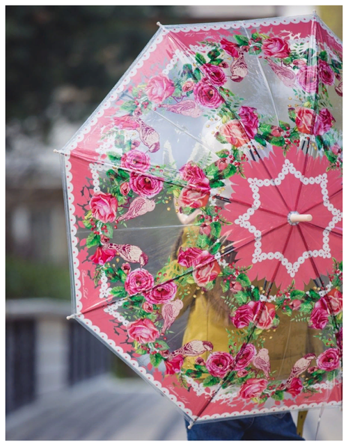 Зонт-трость полуавтомат, купол 92 см., для женщин, красный
