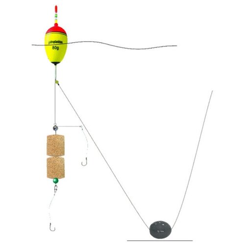 Монтаж на толстолобика Гидропланктон №5 (Г-образная оснастка для 2-х таблеток, 2 крючка) монтаж на толстолобика гидропланктон 4 eva поплавок 60г оснастка г образная 2 крючка iseama 15 грузило свинцовое 40г