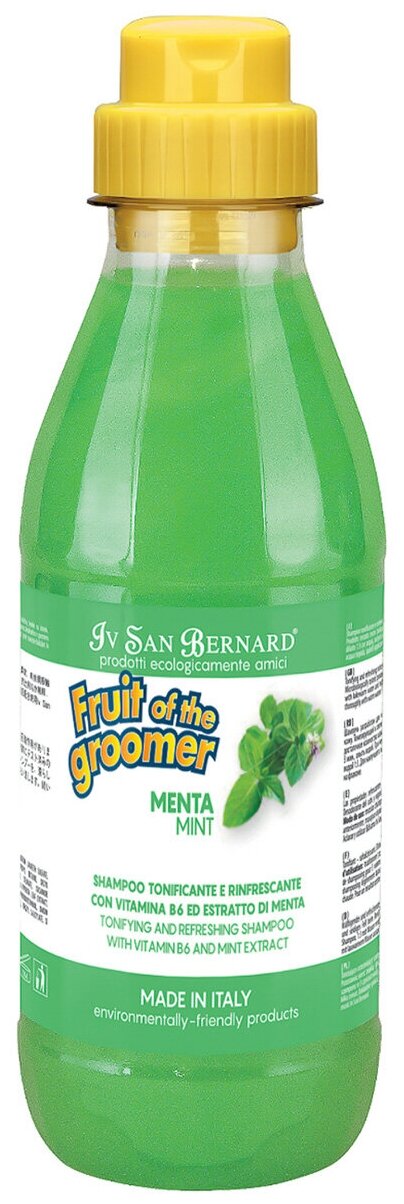 ISB FRUIT OF THE GROOMER MINT SHAMPOO Ив Сан Бернард шампунь восстанавливающий Мята с витамином В6 для собак и кошек с любым типом шерсти (500 мл)