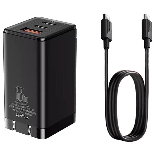 Сетевое зарядное устройство Xiaomi Baseus GaN2 Pro Quick Charger 2C+U 65W CH Black (CCGAN65UC)