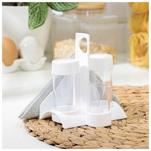 Набор для специй Рондо Презент 3 шт на подставке с салфетницей цвет белый 445₽