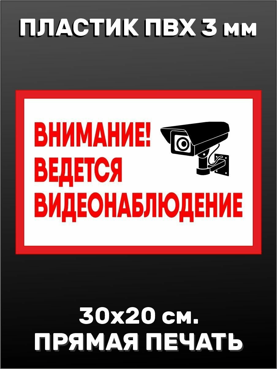 Информационная табличка на дверь - Видеонаблюдение 30х20см