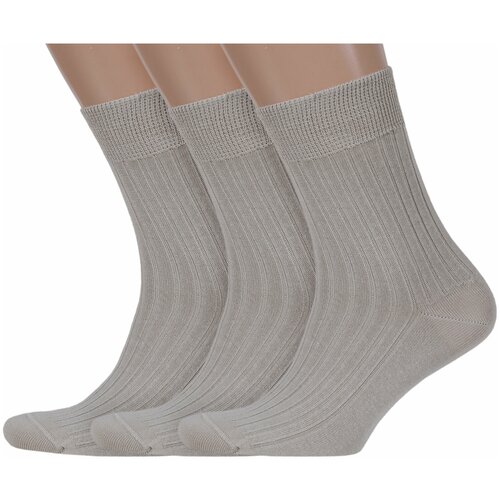 Комплект из 3 пар мужских носков Брестские (БЧК) из 100% хлопка рис. 055, песочные, размер 31 (46-47)