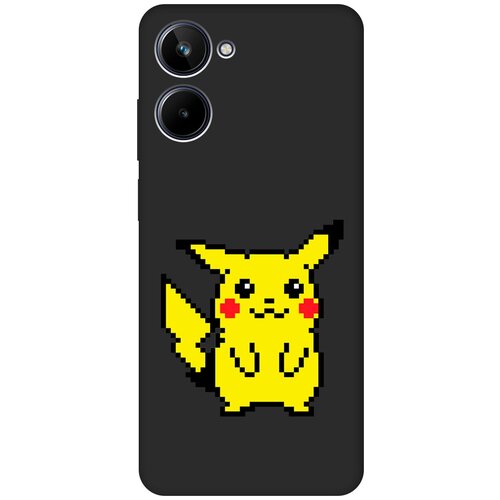 Матовый Soft Touch силиконовый чехол на Realme 10 4G, Рилми 10 4Г с 3D принтом Pixel Pikachu черный чехол книжка на realme 10 4g рилми 10 4г с 3d принтом pixel pikachu черный