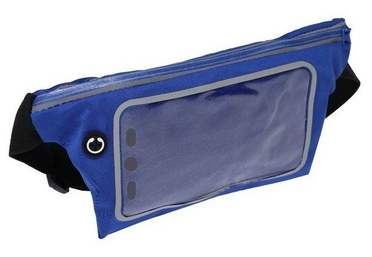 Luazon Home Спортивная сумка чехол на пояс Luazon, управление телефоном, отсек на молнии, синяя