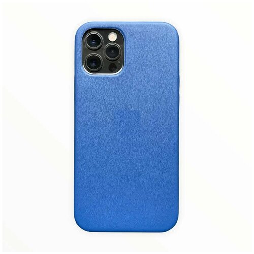 Кожаный чехол на iPhone 13 PRO (на айфон 13 про), синий