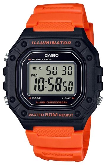Наручные часы CASIO W-218H-4B2, оранжевый, черный
