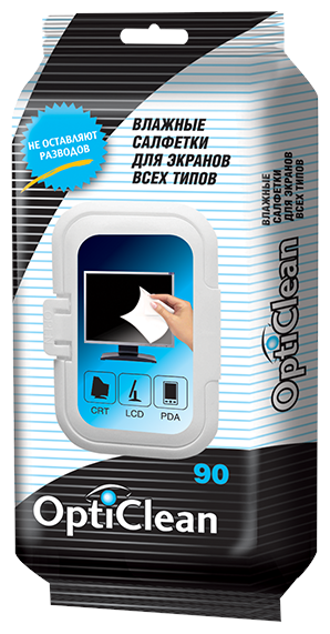 Opti Clean для экранов всех типов влажные салфетки+набор 90 шт.