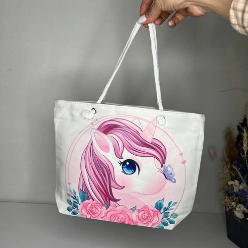 фото Сумка шоппер , розовый, белый ecotoys room