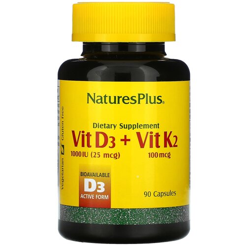 Капсулы Nature's Plus Vit D3/Vit K2, 80 г, 90 шт.