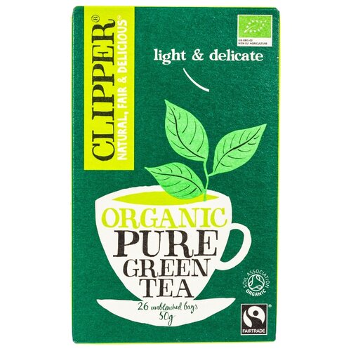 фото Чай зеленый clipper organic pure green tea в пакетиках, 26 шт.