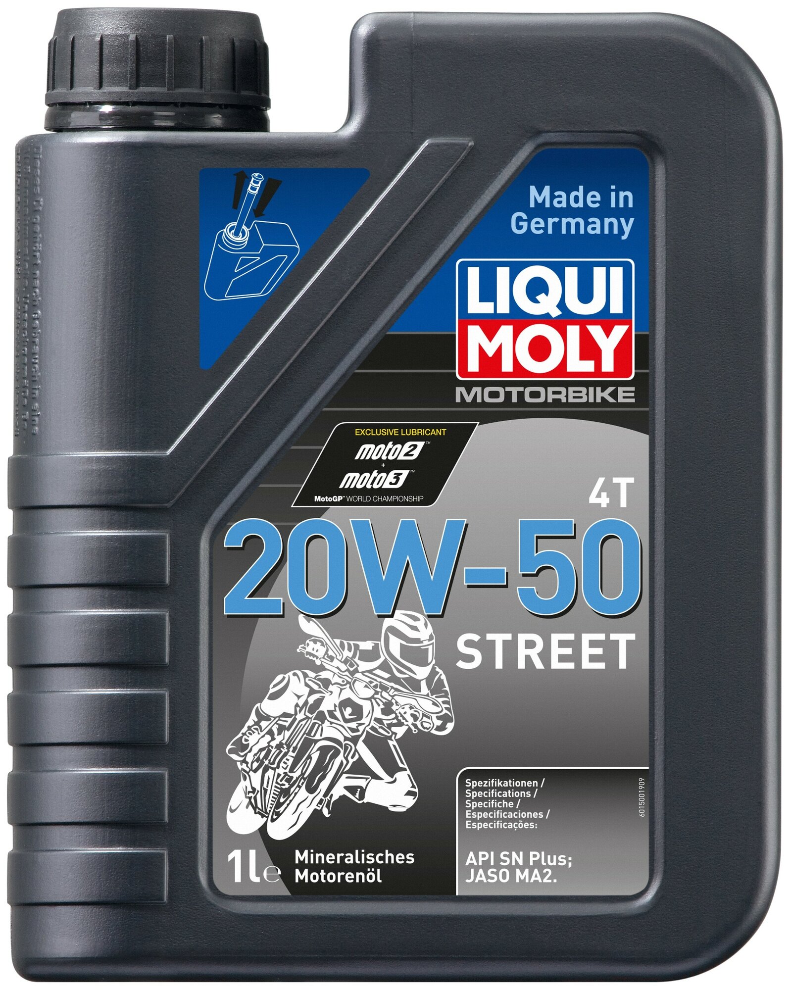 7632 LiquiMoly Минеральное моторное масло для 4-тактных мотоциклов Motorbike 4T Street 20W-50 1л