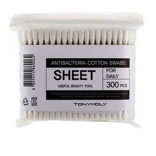 Ватные палочки Tony Moly Antibacteria Cotton Swab, белый, 300 шт., пакет